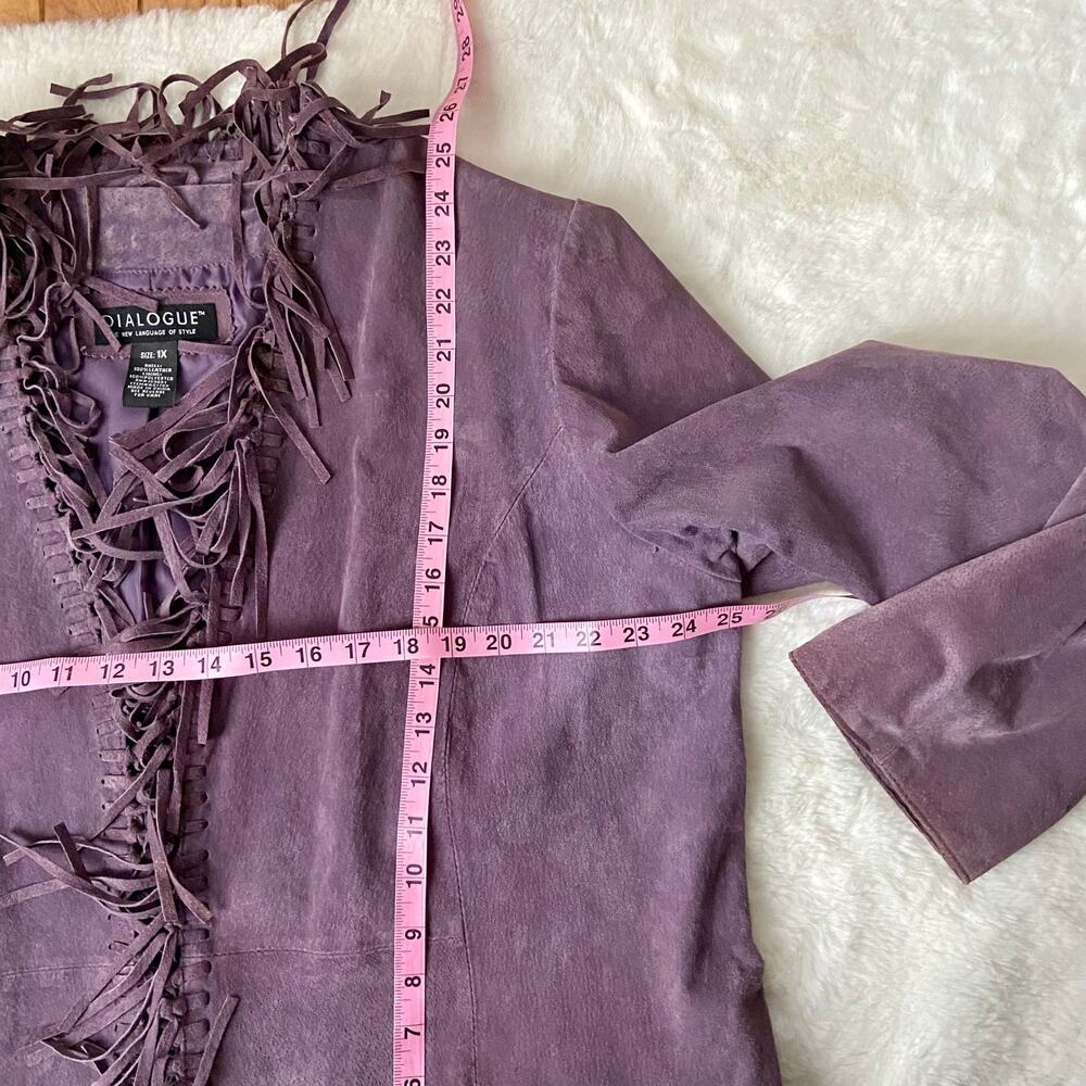 Dialogue Vintage Purple Suede Fringe Jacket - Picture 7 of 8